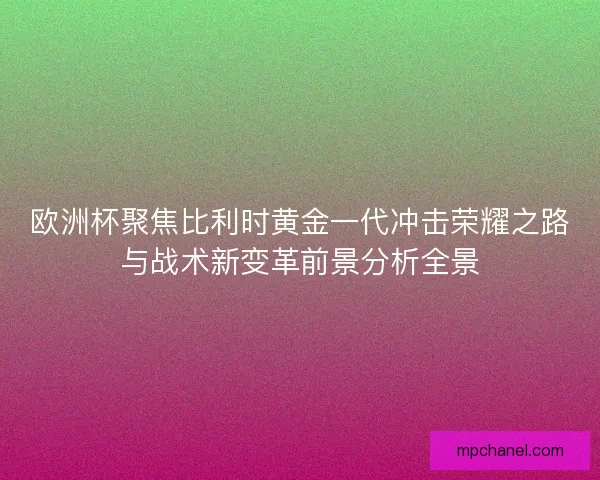 欧洲杯聚焦比利时黄金一代冲击荣耀之路与战术新变革前景分析全景