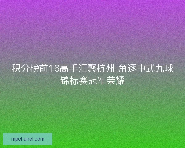 积分榜前16高手汇聚杭州 角逐中式九球锦标赛冠军荣耀