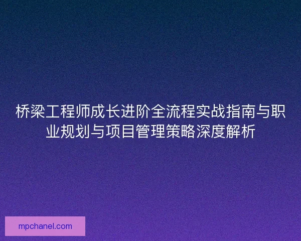 桥梁工程师成长进阶全流程实战指南与职业规划与项目管理策略深度解析