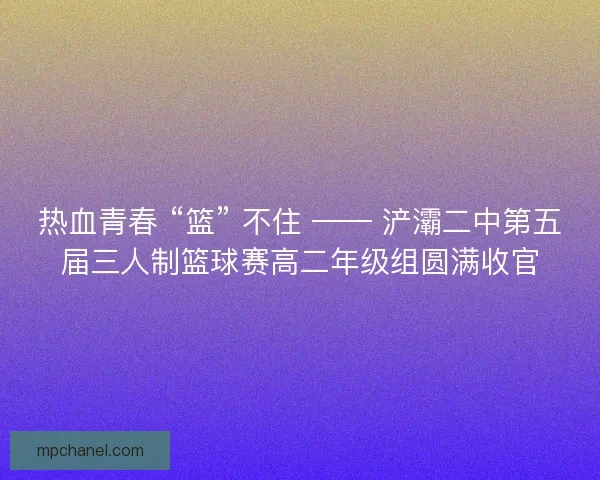 热血青春 “篮” 不住 —— 浐灞二中第五届三人制篮球赛高二年级组圆满收官