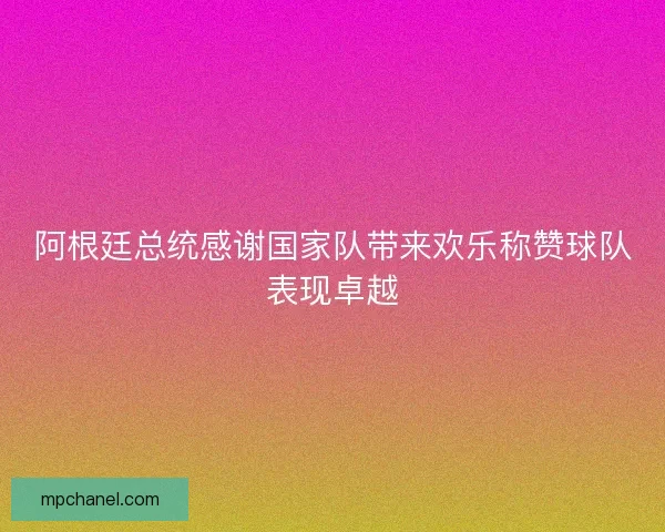阿根廷总统感谢国家队带来欢乐称赞球队表现卓越